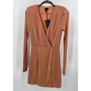 NWOT NBD Revolve River Stretch Blazer Mini Dress Gold Metallic Shimmer Womens XS